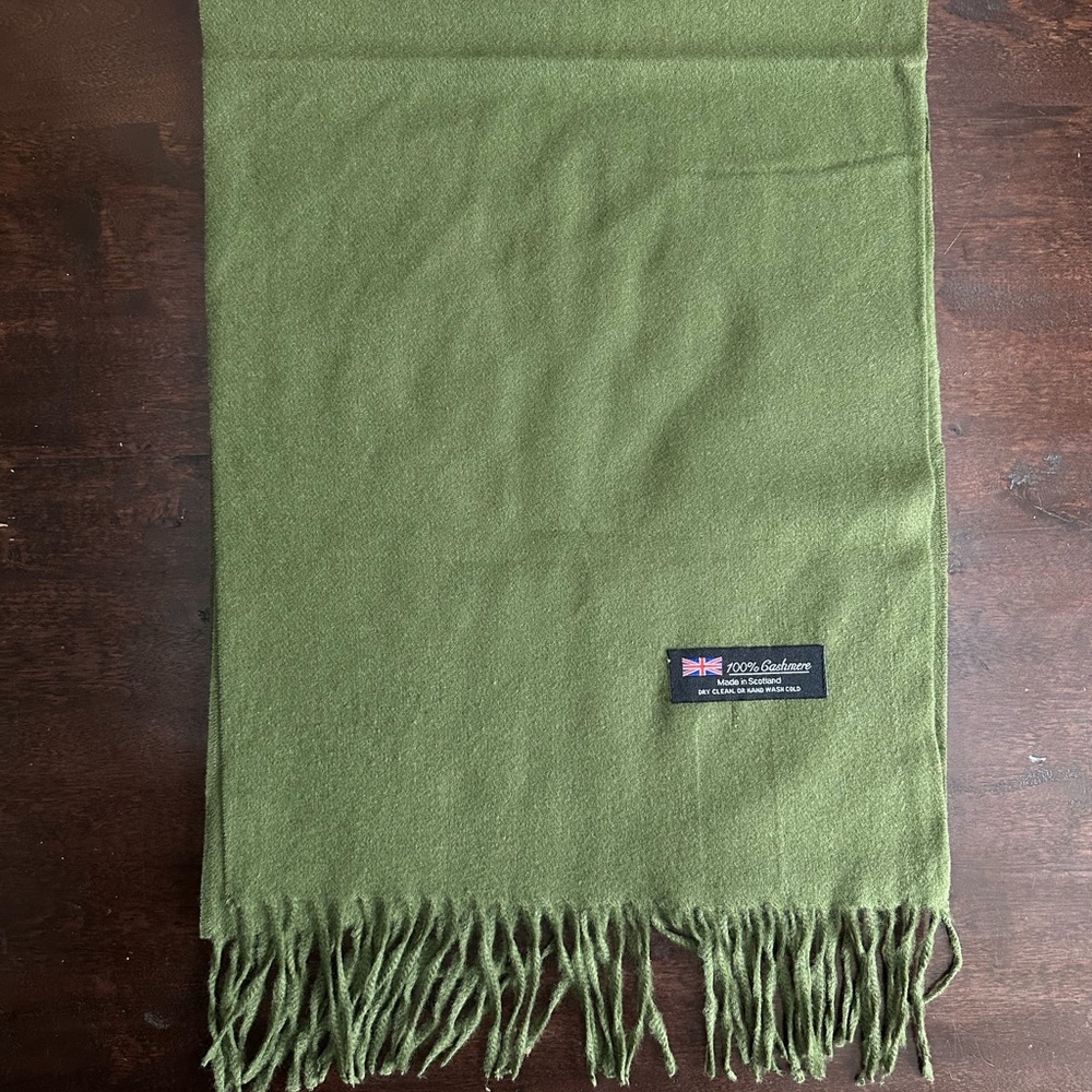 Olive Green Scarf - Classic Fringe